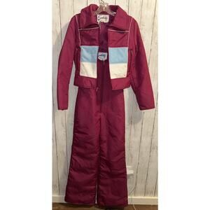 Subello Womens Pink Magenta 2 Piece Snow Suit Size 10 Bibs And Coat vintage